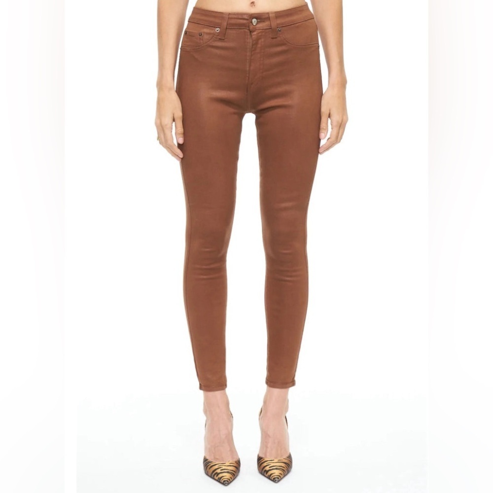 NWT Pistola Aline High Rise Skinny Coated Jeans Cognac Color Size 24